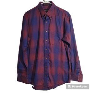 Allen Edmonds Plaid Cotton Flannel Button Down Shirt size L